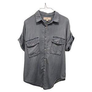 Thread & Supply Chambray Tie Up Button Front Shirt M 100% Lyocell Boho Coastal